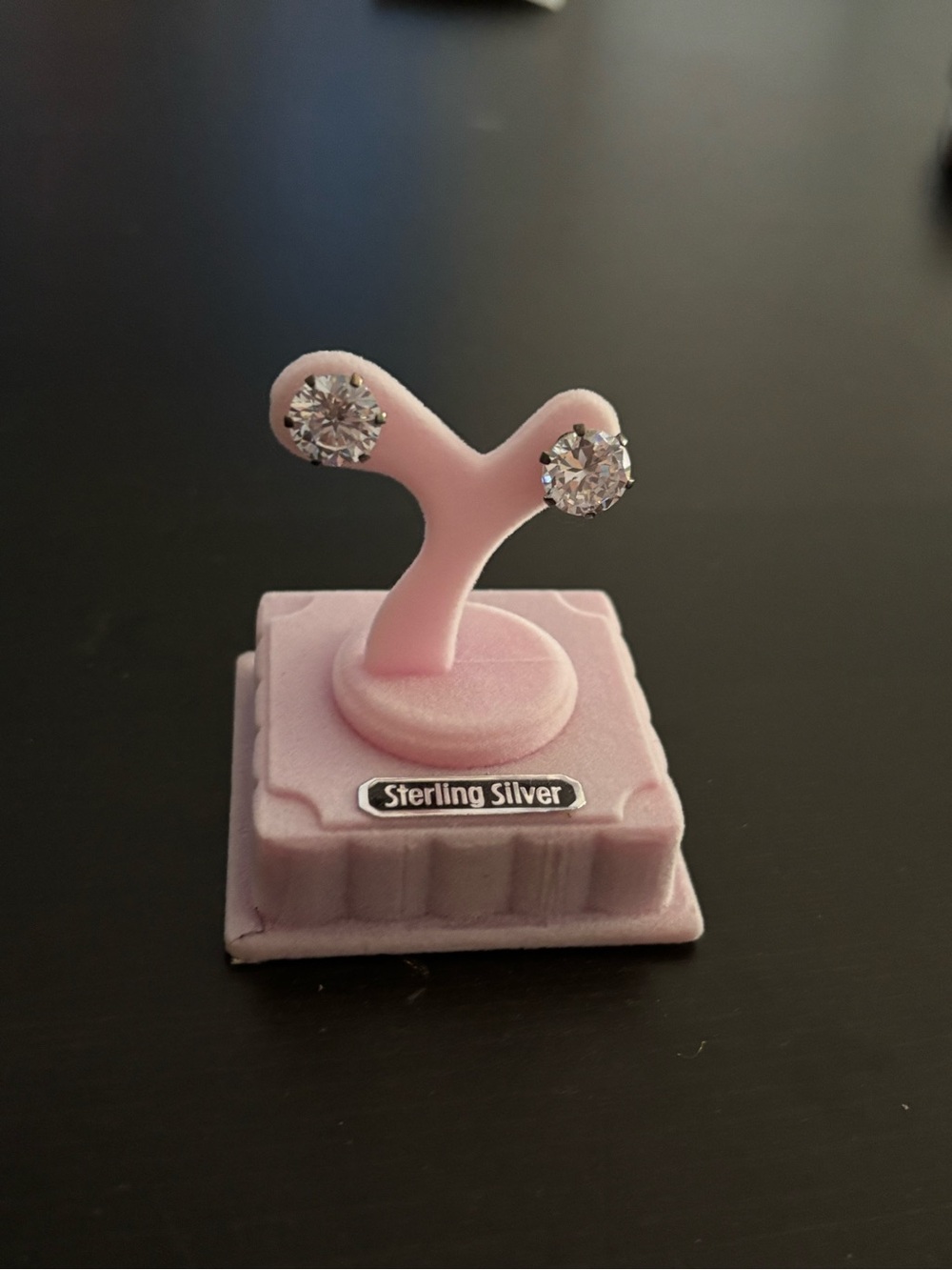Clear Crystal Stud Earrings - Pink Display